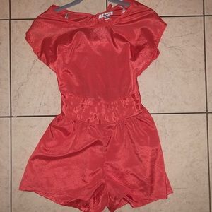 Silky coral romper